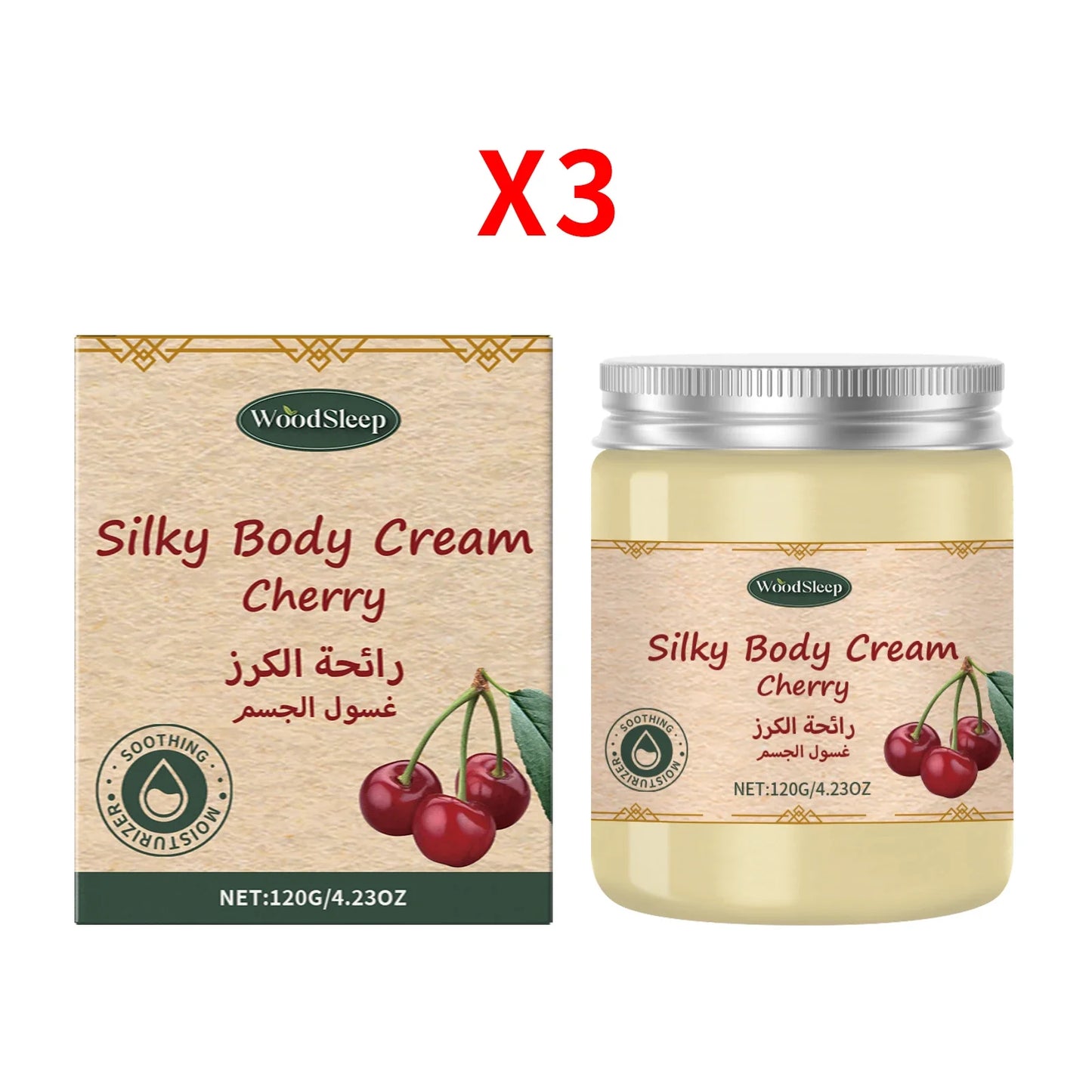 WOODSLEEP Cherry Body Cream – Brightening Moisturizer 120g