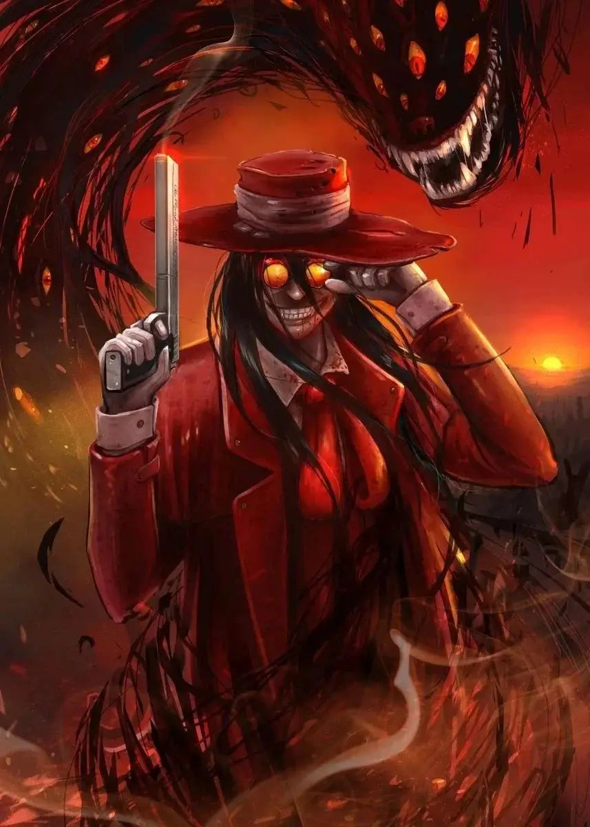 Horror Anime Hellsing Ultimate Posters Manga Canvas Painting Prints Wall Art Mural for Living Room Study Home Decor Peaceful Pleasures Health and Wellness 9 20x30cm Unframed