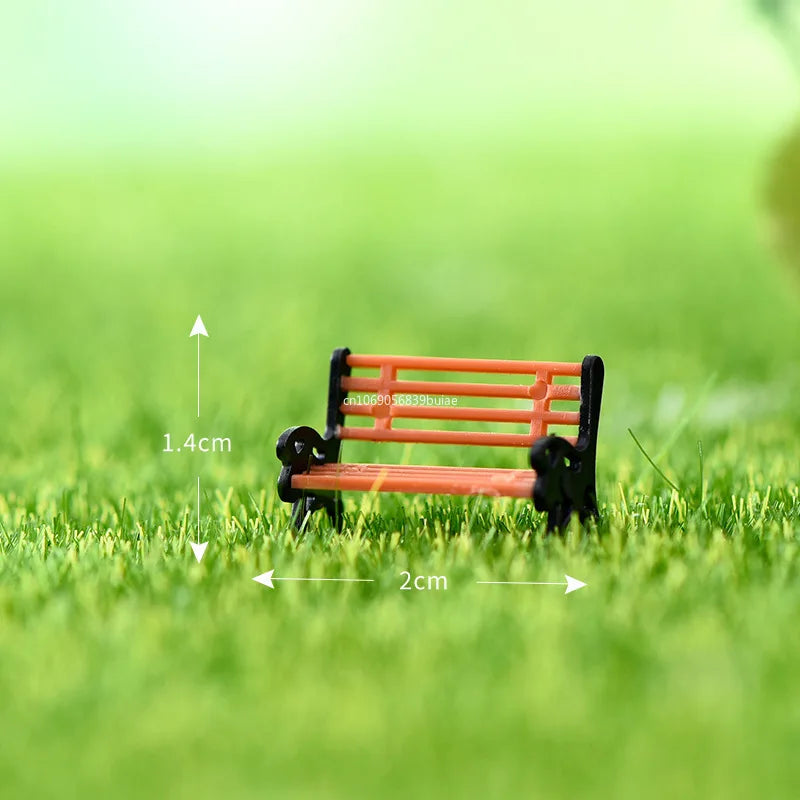 1PCS PVC Miniature Bench Stools Micro Landscapes Park Chair Figurines Crafts Succulents Bonsai Doll House Fairy Garden Decor Peaceful Pleasures Health and Wellness S