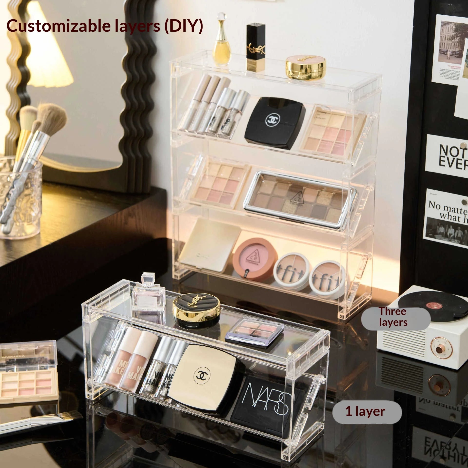 Stylish Large Capacity Multifunctional Cosmetic Display Stand Organizer for Eyeshadow Palettes Makeup Storage on Vanity Desk Peaceful Pleasures Health and Wellness