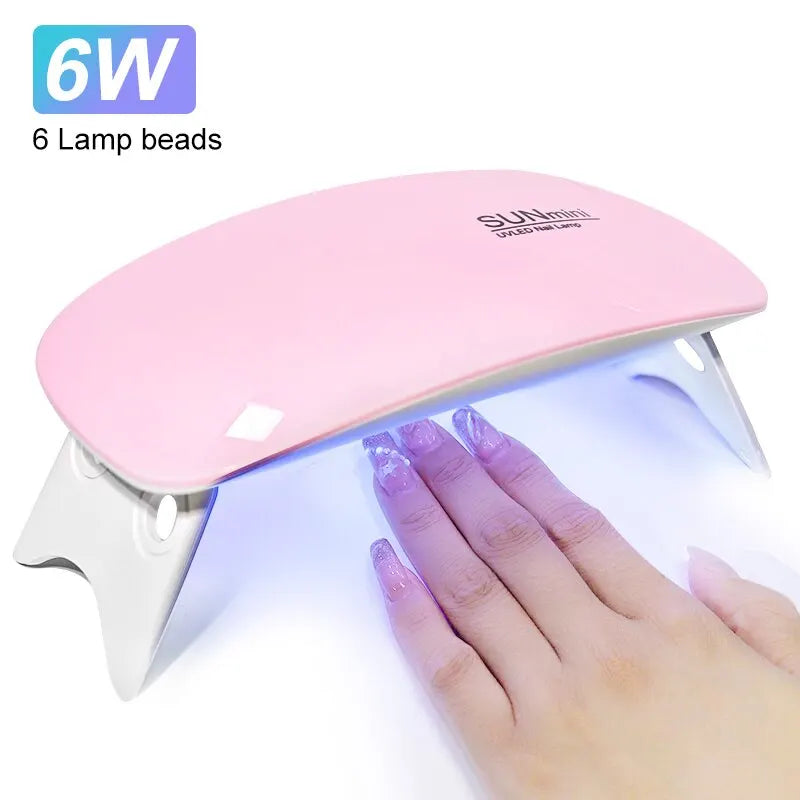 Mini 6W UV LED Nail Lamp Portable 6 LED Beads Gel Polish Dryer with USB Cable 45s/60s Timer Manicure Curing Light for Home Salon Peaceful Pleasures Health and Wellness