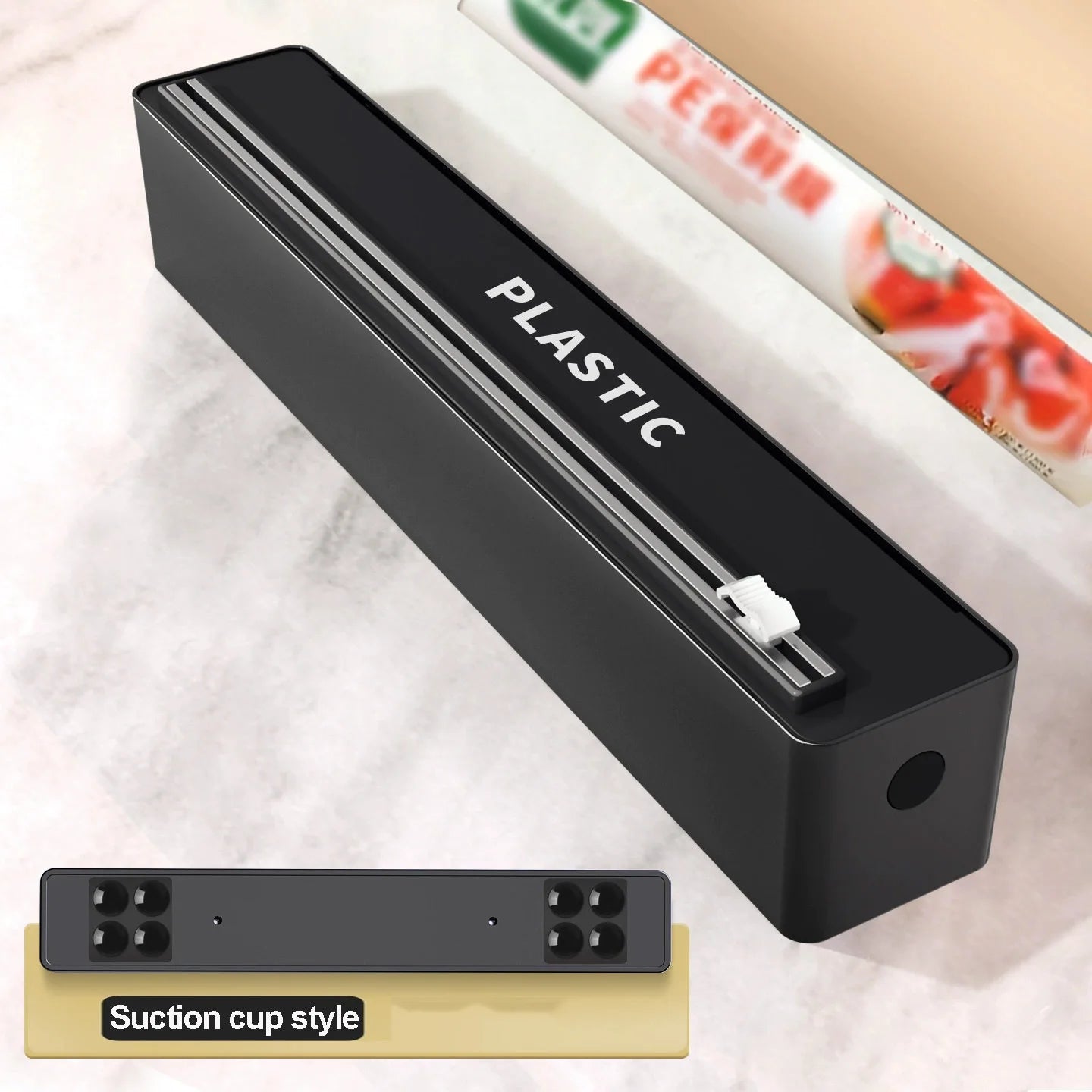Household Cling Film Cutter with 1 Roll Wrap, Bidirectional Slide Magnetic Wall Mount Storage Box for Aluminum Foil Baking Paper Peaceful Pleasures Health and Wellness Suction cup style With cling film