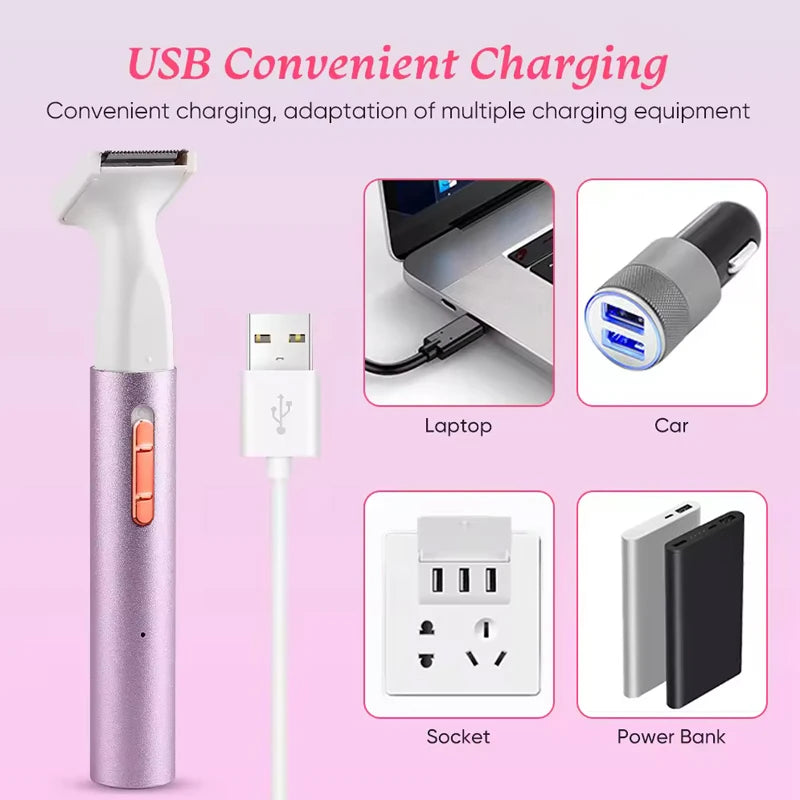 Rechargeable Portable Multifunction Painless Epilator for Face Body Hair Removal RV Travel-Friendly ABS Material Handheld Peaceful Pleasures Health and Wellness