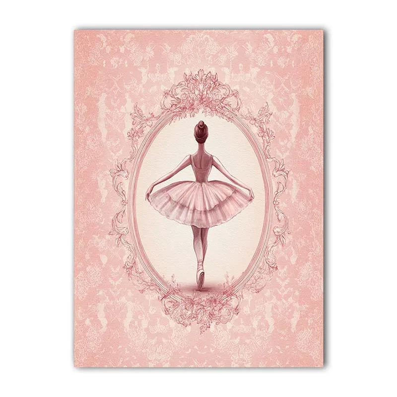 Pink Ballerina Canvas Wall Art | Nordic Ballet Dancer Poster Canvas Wall Art Peaceful Pleasures Health and Wellness 03 40x50cm No Frame China Mainland