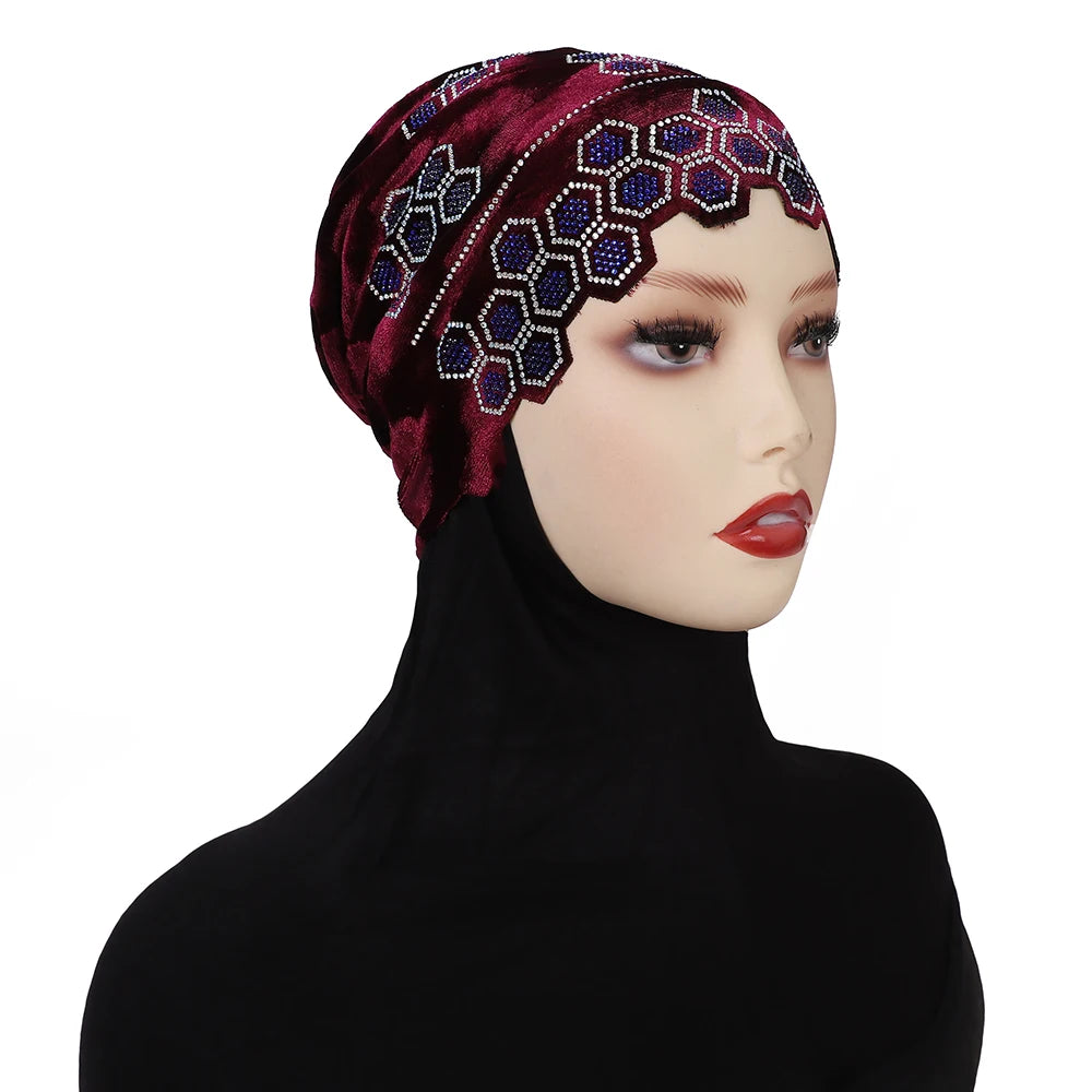 Rhinestone Headband Hijab Instant Turban Scarf | 12 Colors