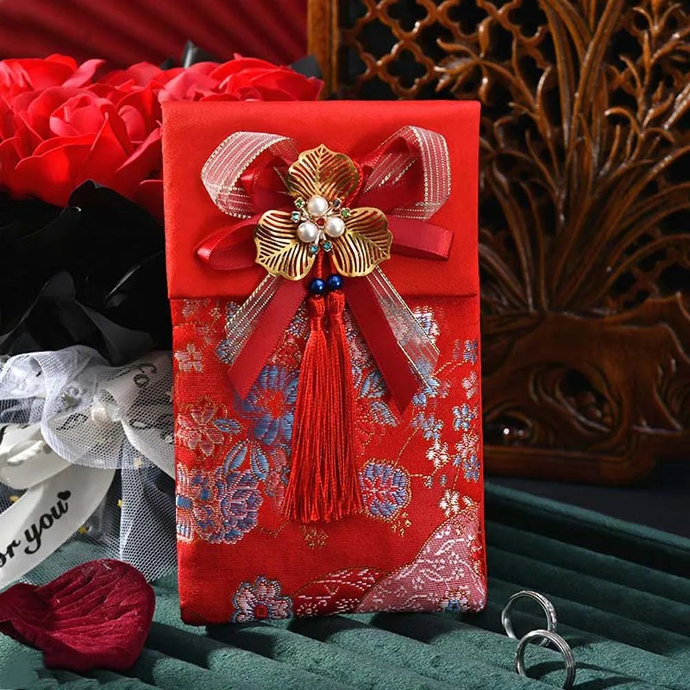 2025 Lunar New Year Brocade Red Envelope HongBao with Tassel