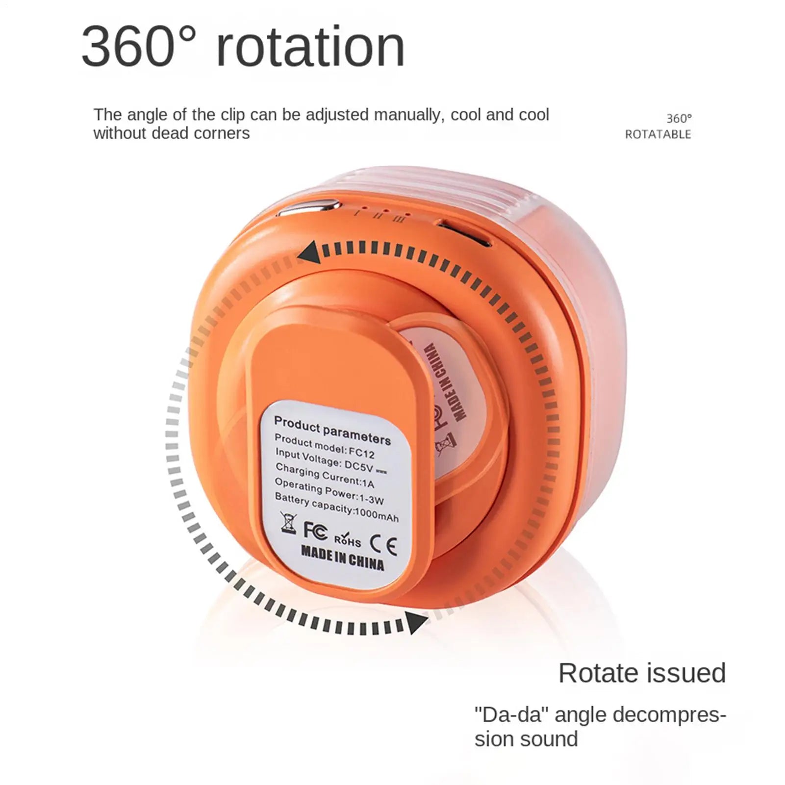 Portable Waist Fan Mini Rechargeable 3-Speed 1000mAh Clip On Hands-Free Fan For Home Indoor Office Dorm Desk Outdoor Camping Peaceful Pleasures Health and Wellness