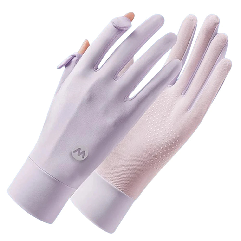 Women UV Sun Protection Gloves Full Finger Touchscreen Ultra Thin Sun Gloves Breathable Ice Silk Cycling Gloves for Summer Peaceful Pleasures Health and Wellness Purple United States
