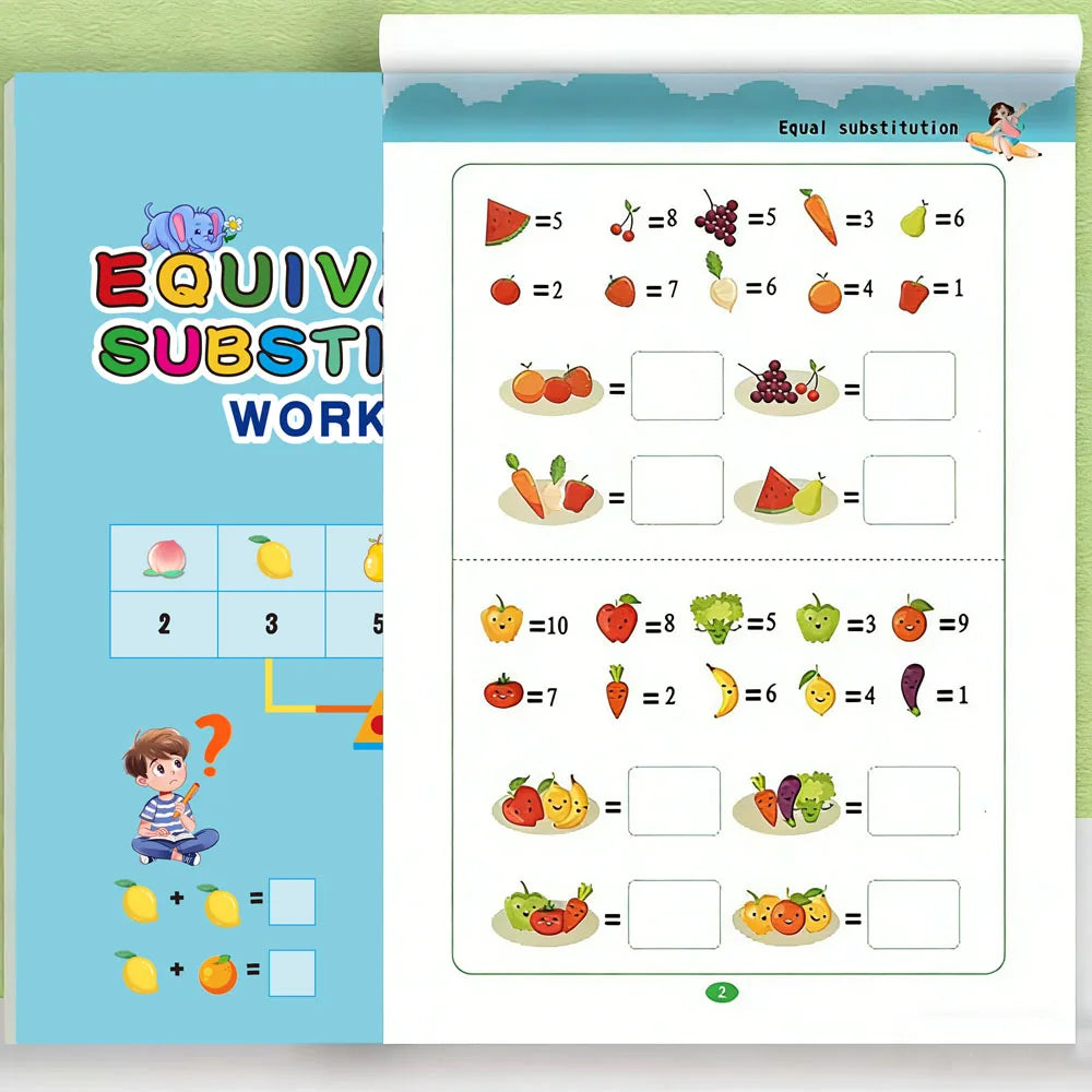 32 Pages Equivalent Substitution Workbook Kids Math Logic Problem