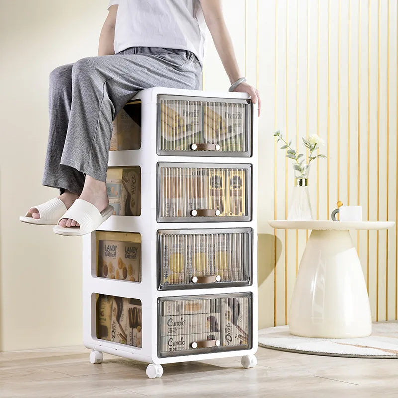 Rolling Cart with 4-Wheel Casters Multi-Tiered Under Desk Storage Organizer for Home Sliding Drawers Smooth-Gliding Wheels Peaceful Pleasures Health and Wellness
