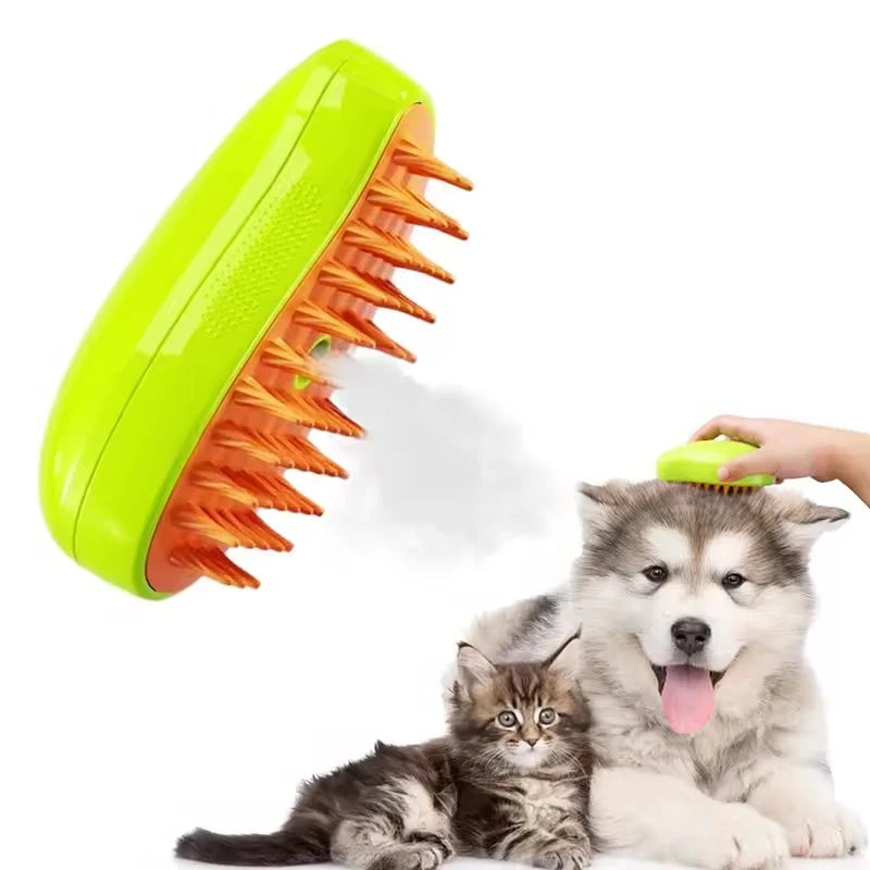 3-in-1 Electric Cat Grooming Comb Fabric Steam Spray Spin Brush for Animal Hair Removal and Massage for Pet Cleaning & Bathing Peaceful Pleasures Health and Wellness