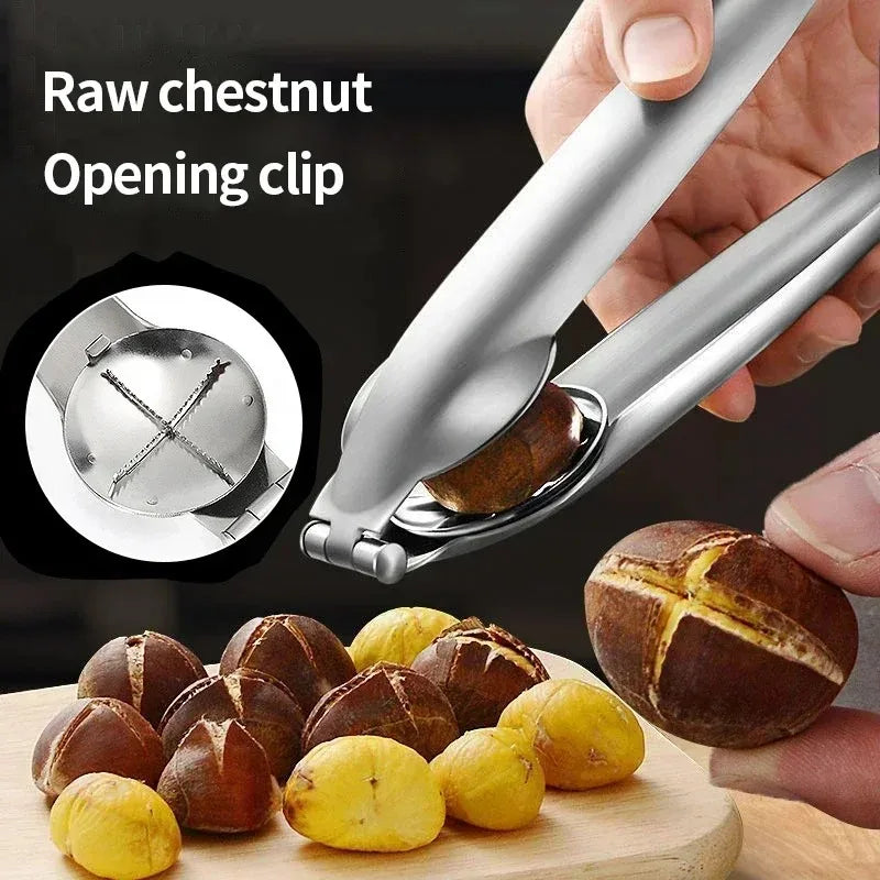 Stainless Steel Bottle Opener and Cutter for Home Use, Chestnut Tool, Kitchen Gadget, High Quality, 2 in 1 Peaceful Pleasures Health and Wellness