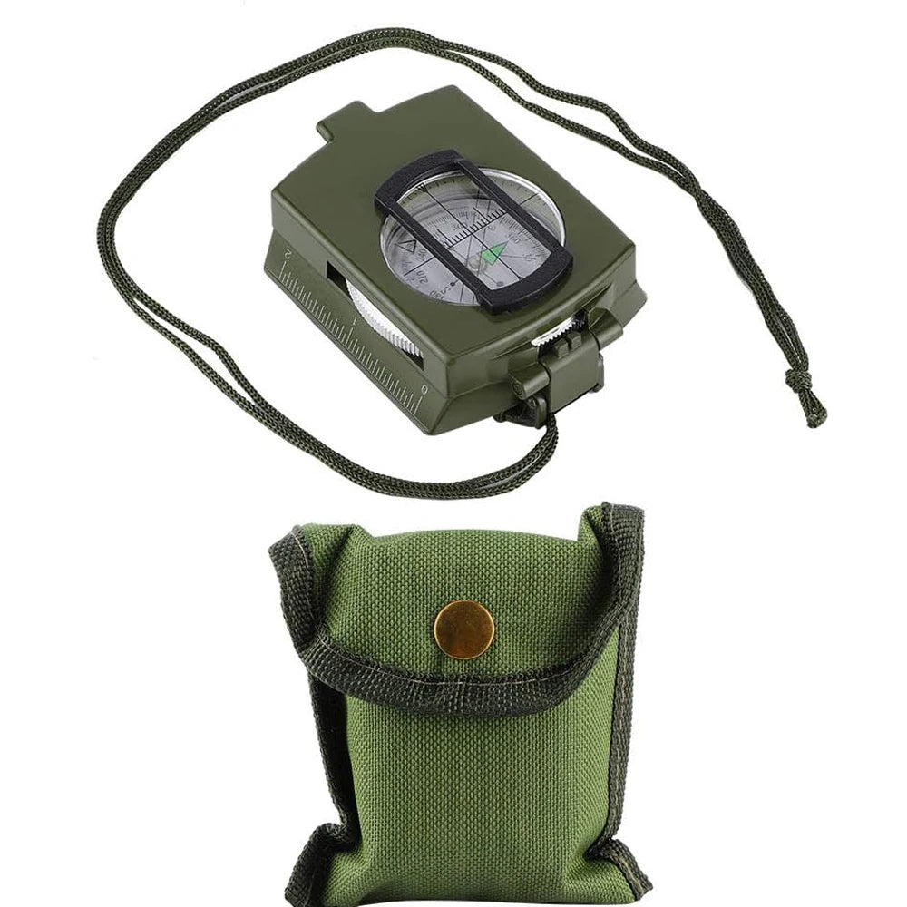 Tactical Waterproof Compass High Precision Professional Metal Sight Clinometer Compass Luminous for Outdoor Survival Essential ﻿ Peaceful Pleasures Health and Wellness army green