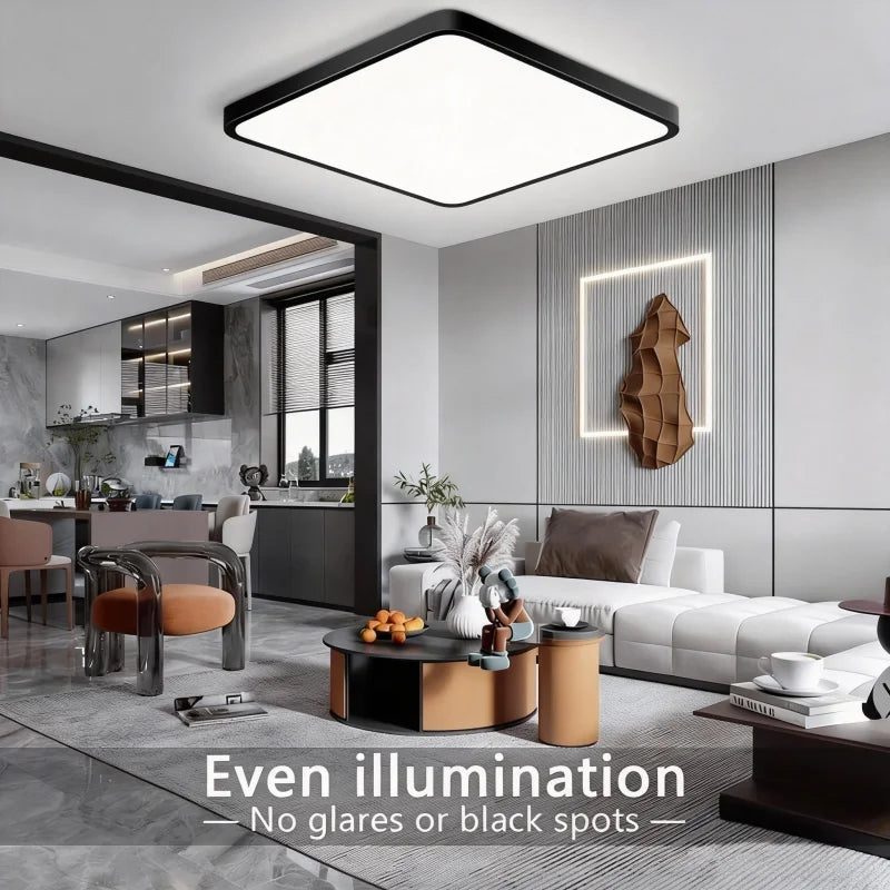 RUNTOIN 24W-36W Ultra-Thin Square LED Flush Mount Ceiling Light
