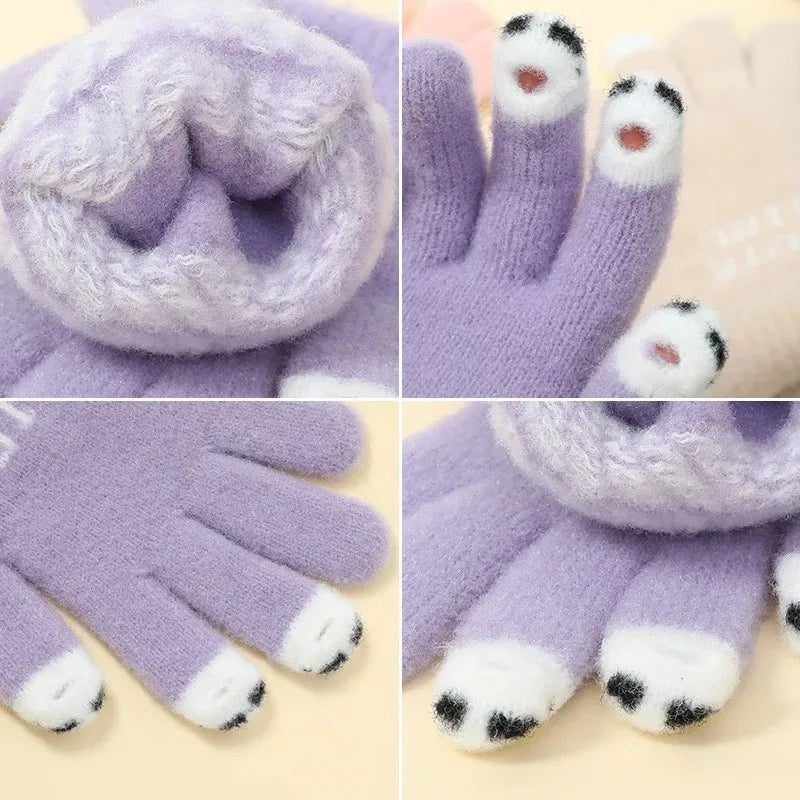 Panda Fingerless Gloves | Touchscreen Knit Winter Cycling Gift