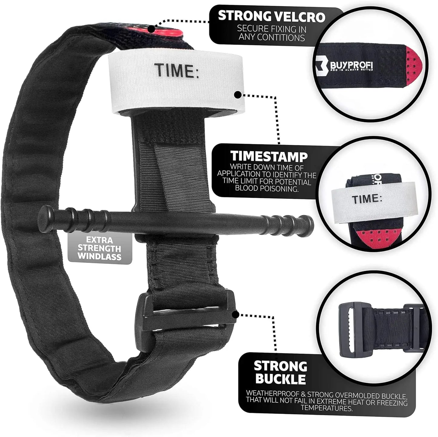 Tourniquet Emergency Tactical Emergency Strap Single Handed Medical First Aid Equipment for Hiking Camping Travel Outdoor Sports Peaceful Pleasures Health and Wellness