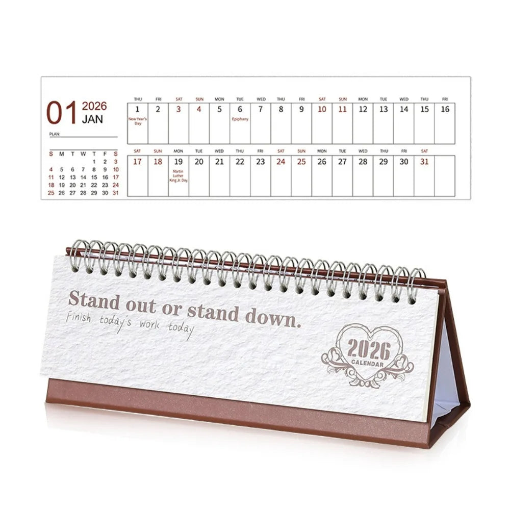 2026 Calendar Desk Calendar Portable Size Simple Style Desktop Display Desktop Decoration Monthly Planner Classroom Use Peaceful Pleasures Health and Wellness White Red