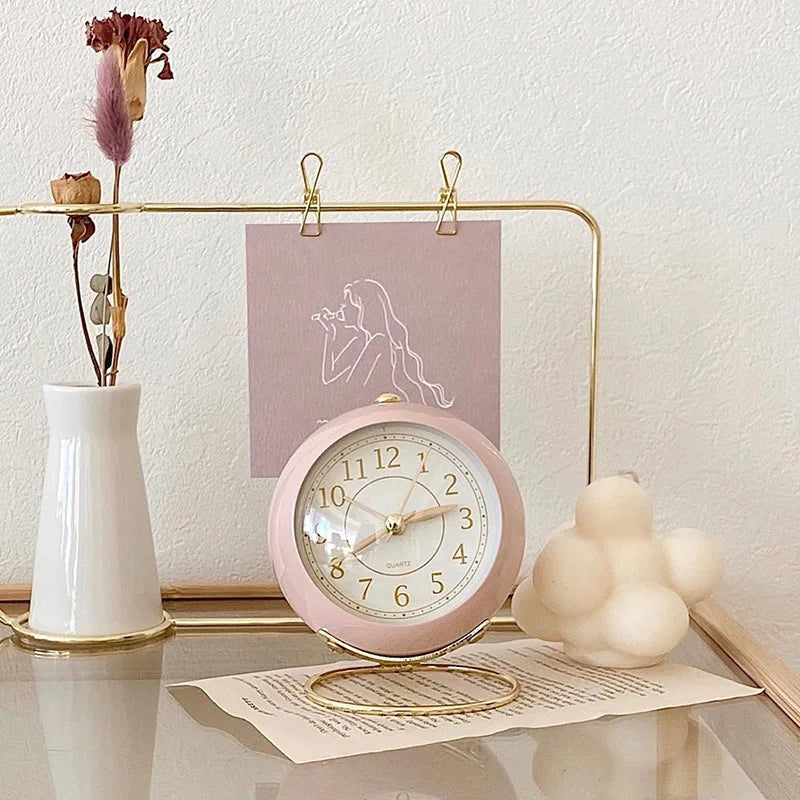 Nordic Style Alarm Clock Digital Quartz Clock Home Ornament Portable Mute Clocks with Metal Stand for Bedroom Decor Peaceful Pleasures Health and Wellness