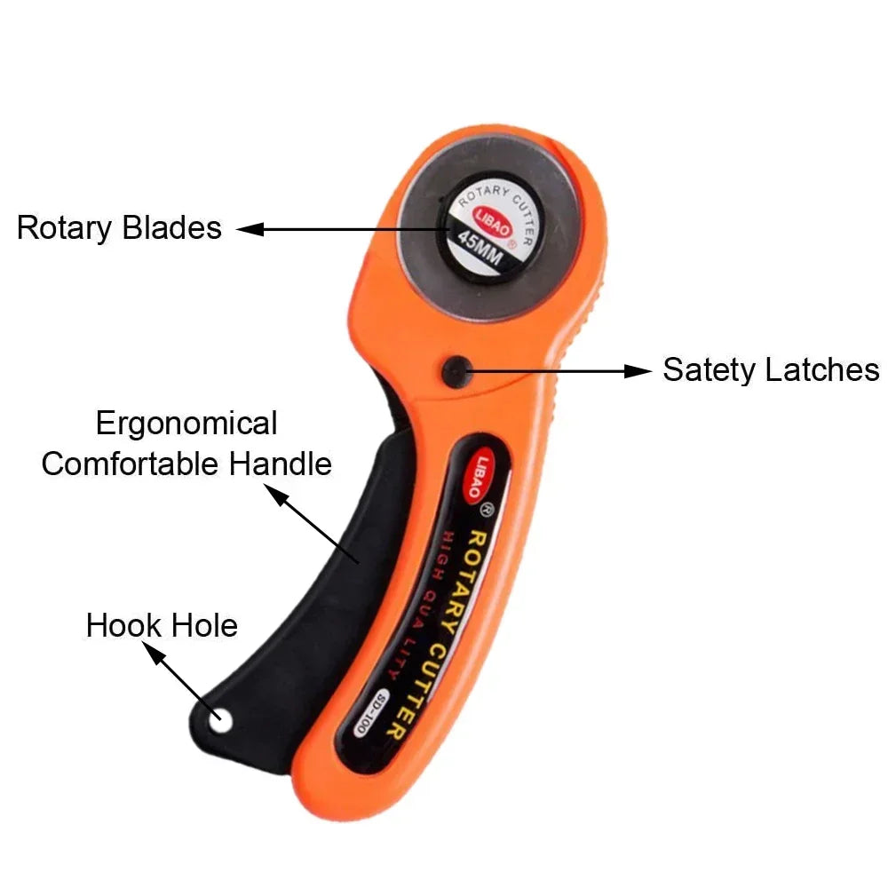 45MM Leather Craft Rotary Cutter Leather Cutting Tool Leather Craft Fabric Circular Blade Knife DIY Patchwork Sewing Quilting Peaceful Pleasures Health and Wellness
