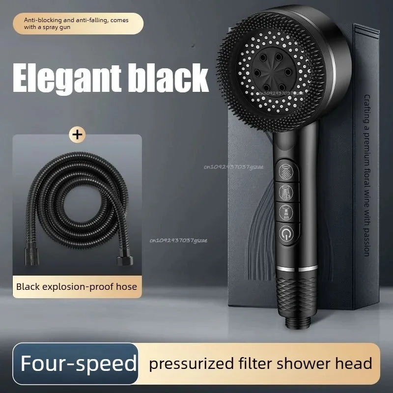 4-Mode Handheld Shower Head – Water Saving, Leak-Free