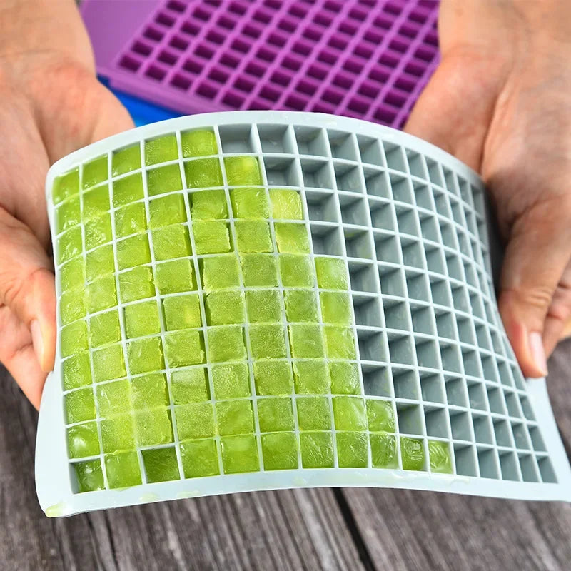 160-Grid Mini Silicone Ice Cube Tray – Foldable Small Square Mold