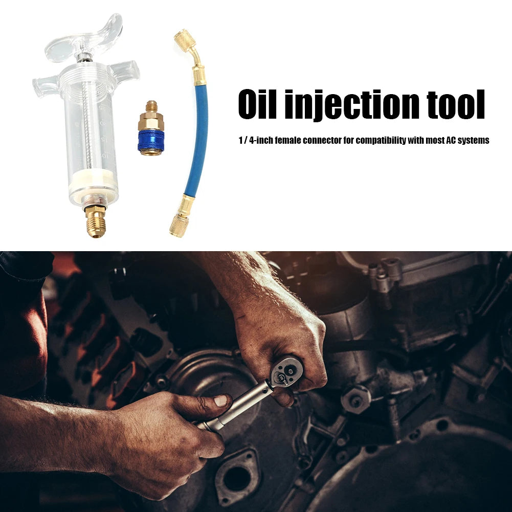 A/C Oil & Dye Injector 1oz with R134a Low Side Quick Coupler Peaceful Pleasures Health and Wellness