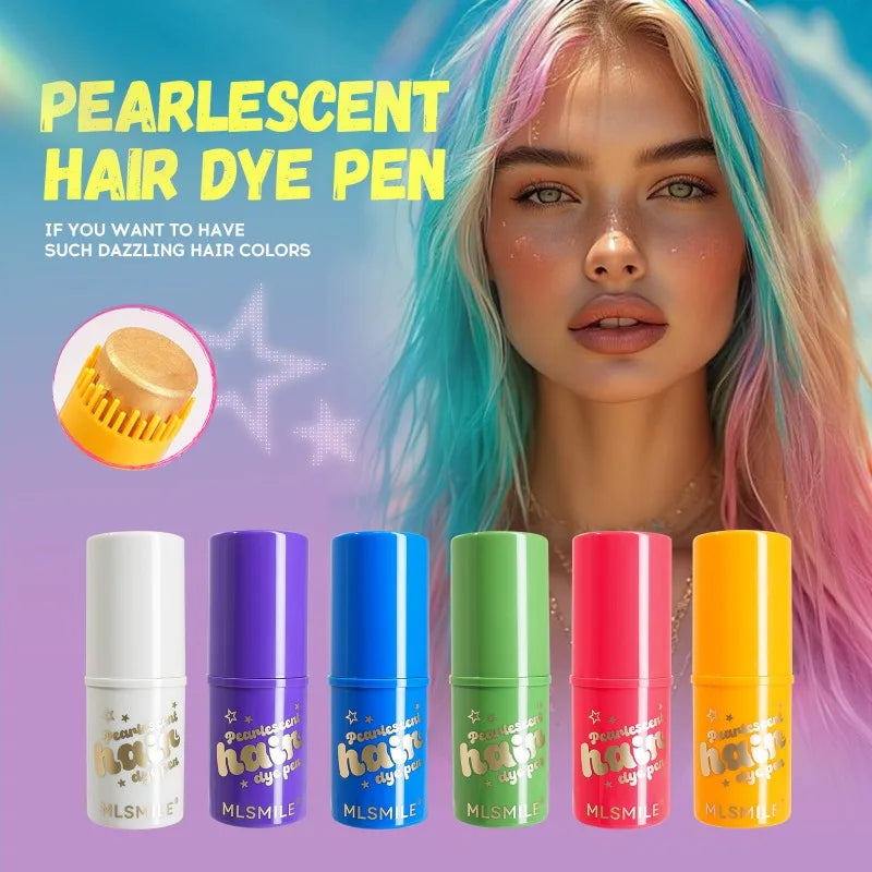 6-Color Pearl Shimmer Temporary Hair Chalk Stick | Party & Cosplay