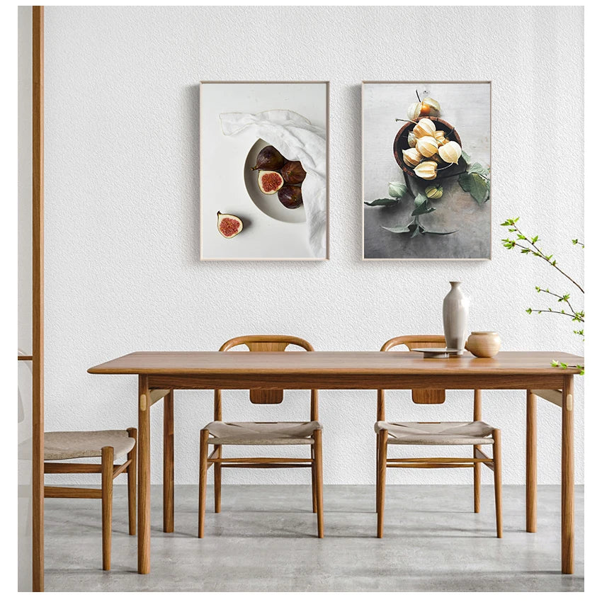 Fruit Kitchen Canvas Wall Art | Garlic Fig Cherries Print