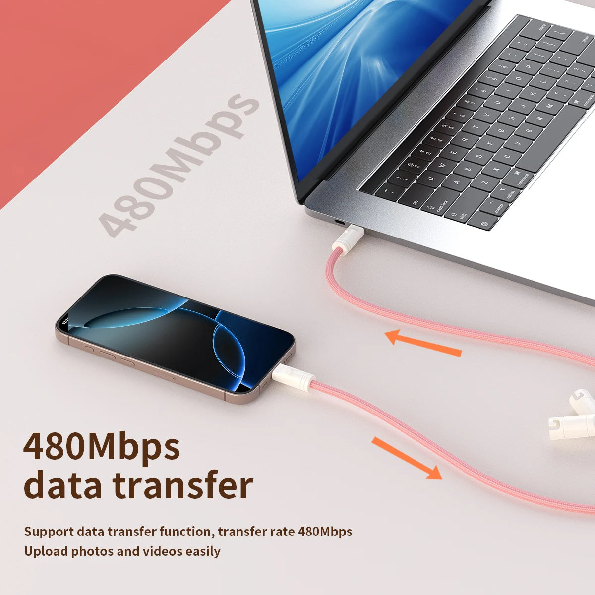 2-in-1 Phone Lanyard & 100W USB-C Fast Charging Cable 1.2M