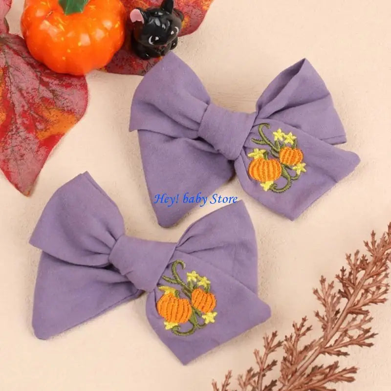 Halloween Bowknot Hair Clips for Baby Girls – 2PCS Barrettes