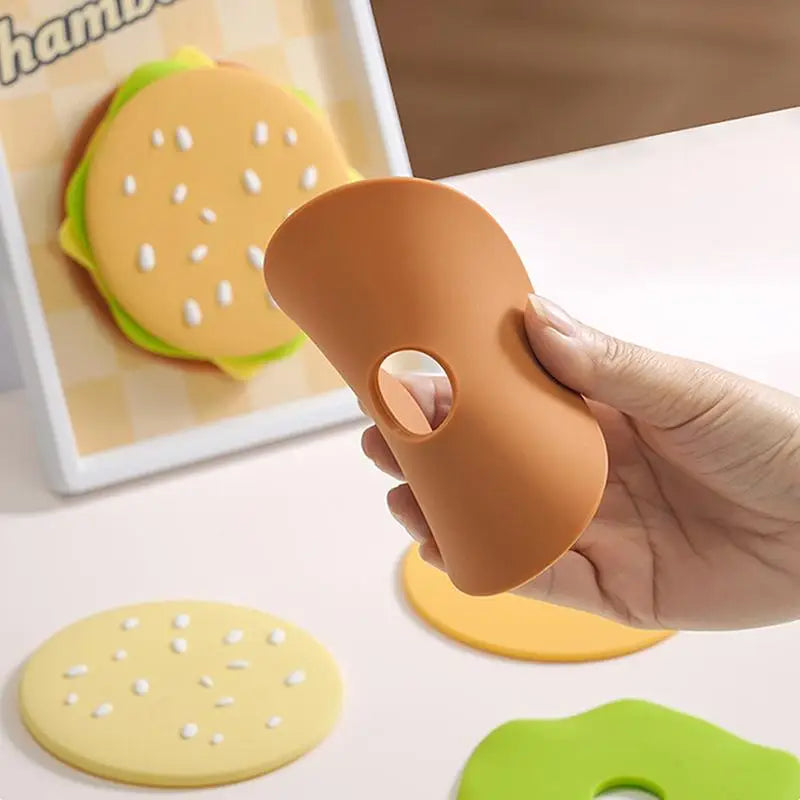 Burger-Shaped Silicone Coasters Set of 5 | Fun Table Decor