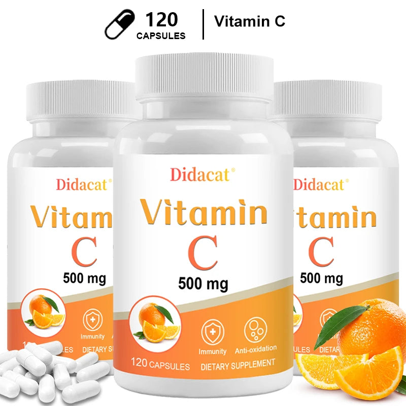 Vitamin C 500mg Capsules – Immune, Antioxidant & Skin Support