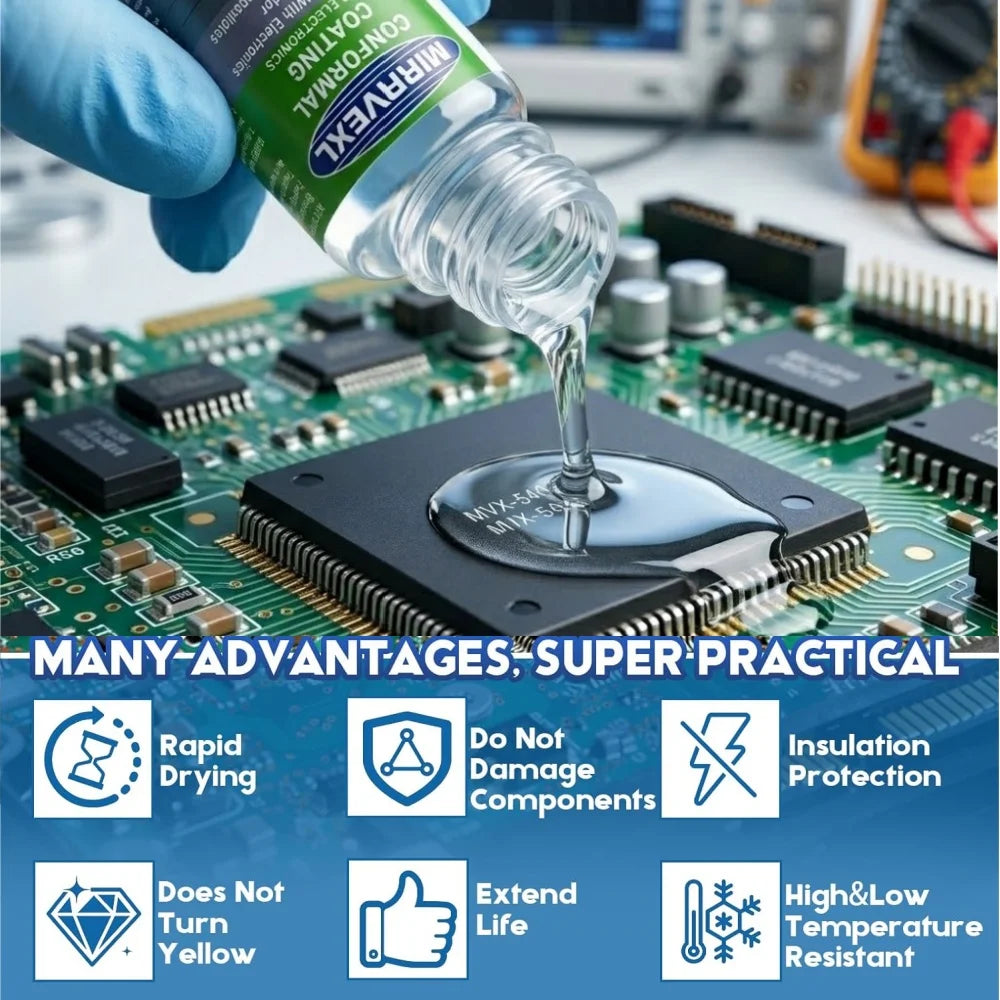 Waterproof PCB Conformal Coating Clear Insulating Varnish Fast Dry Circuit Board Protection Liquid w/ Brush Electronics Peaceful Pleasures Health and Wellness