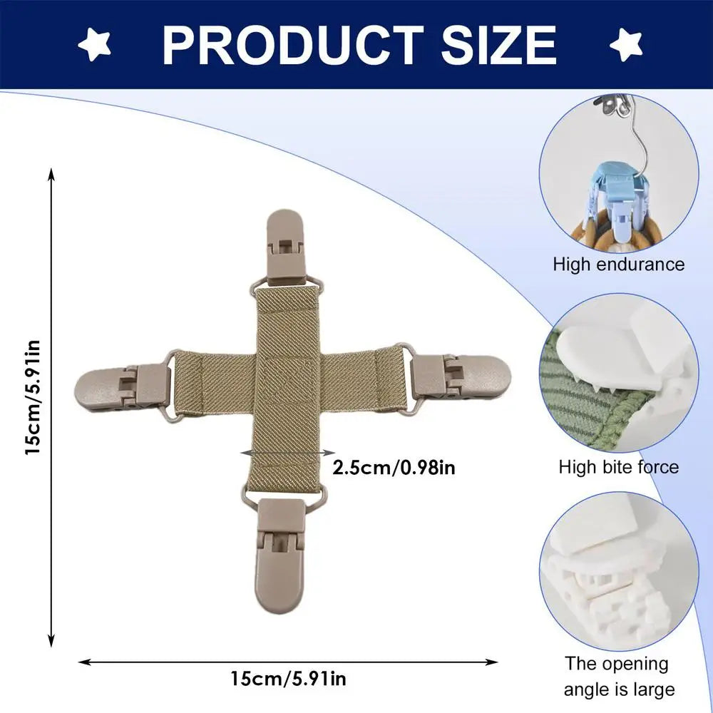 Bed sheet detangler with four clip Household Laundry Blankets Detangling Clips Household Washing Machine Sheet Cleaning Supplies Peaceful Pleasures Health and Wellness Khaki
