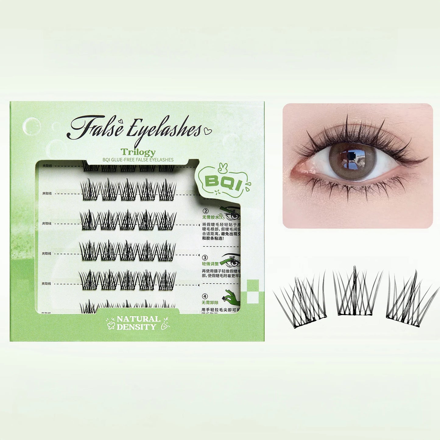 Glue-Free Wispy Cluster Lashes | Cat Eye Extensions 6 Rows