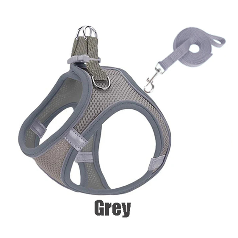 Reflective Dog Harness with Leash – Adjustable Vest XXXS–L