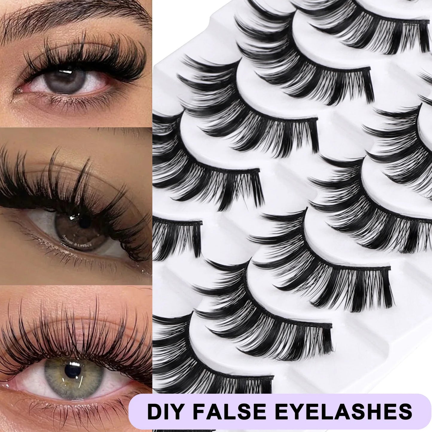 3D Fluffy False Eyelashes – 10 Pairs Full Strip Lashes
