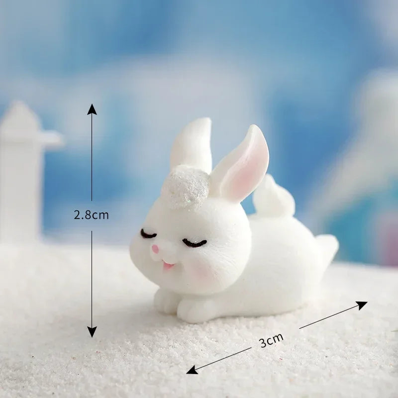 Figurines Christmas Rabbit Micro Landscape Snowman Bunny Ornament Desk Accessories For Home Decoration Kids Gifts Miniature Peaceful Pleasures Health and Wellness 7