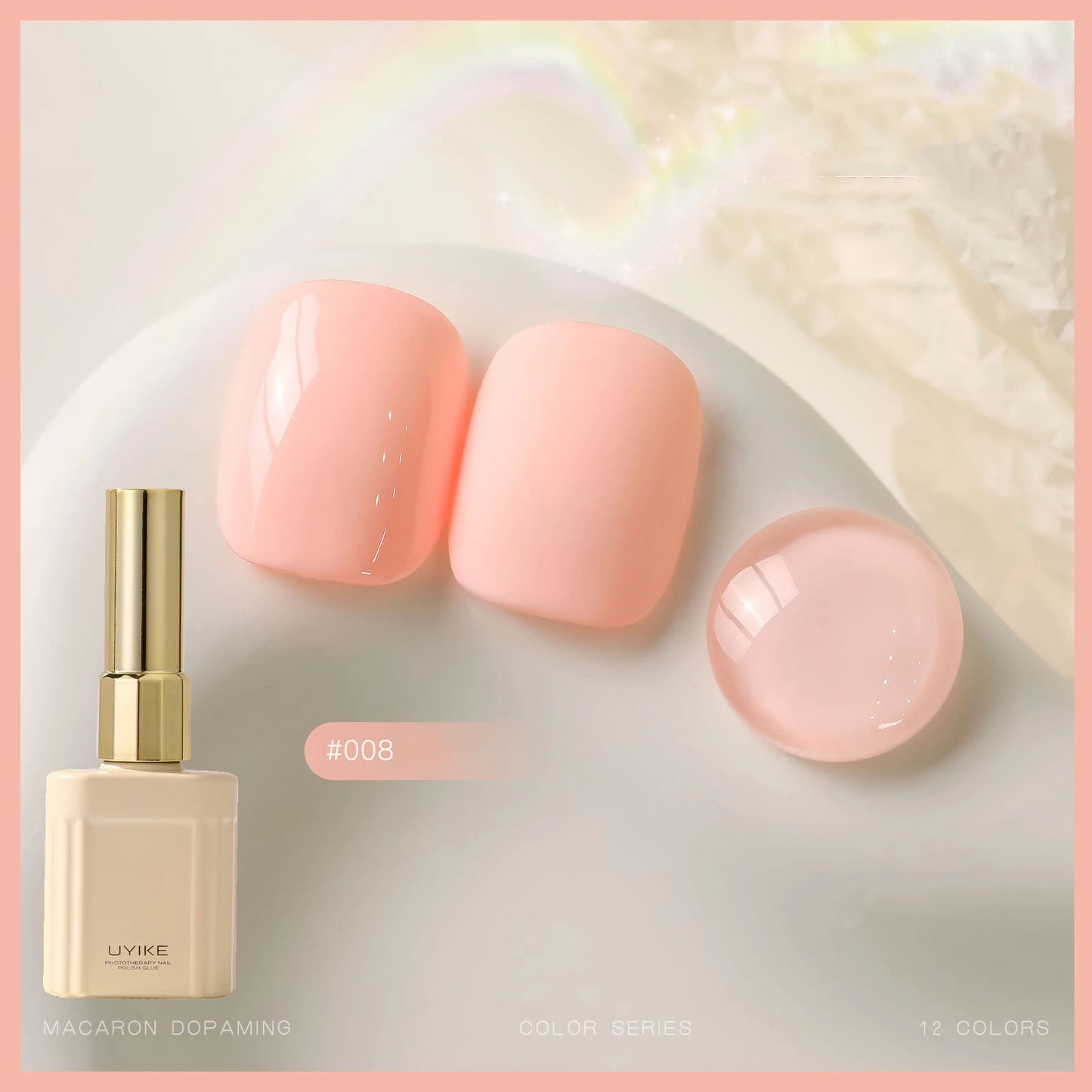 12-Color Macaron Gel Nail Polish Set – Pastel Jelly UV LED 15ml
