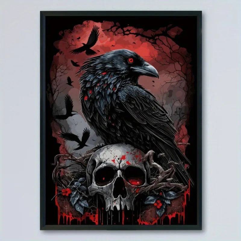 Victorian Gothic Black Cat Raven Canvas Wall Art Print | Occult Décor Gothic Canvas Print Peaceful Pleasures Health and Wellness