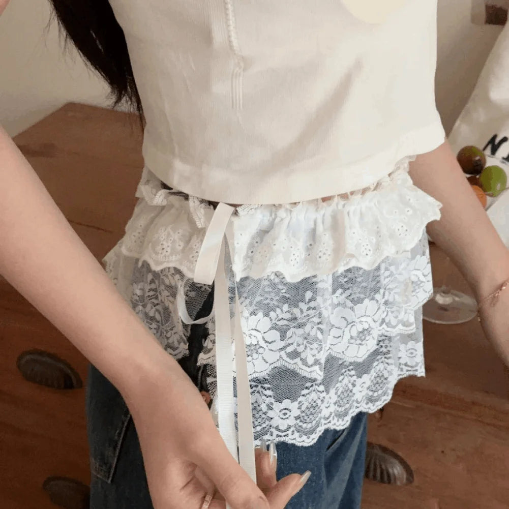Korean Lace Mini Layered Skirt | Y2K Harajuku Ruffle Streetwear