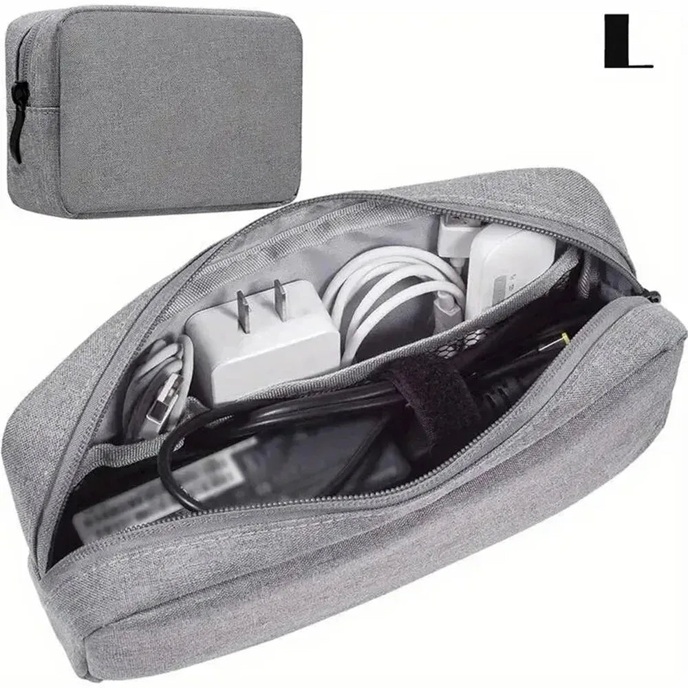 1pc Storage Bag Cable Cord Organizer Portable Digital Storage Bag for Watch,Cable,Power Bank,Charger,Charging Cords,Mouse Peaceful Pleasures Health and Wellness light gray