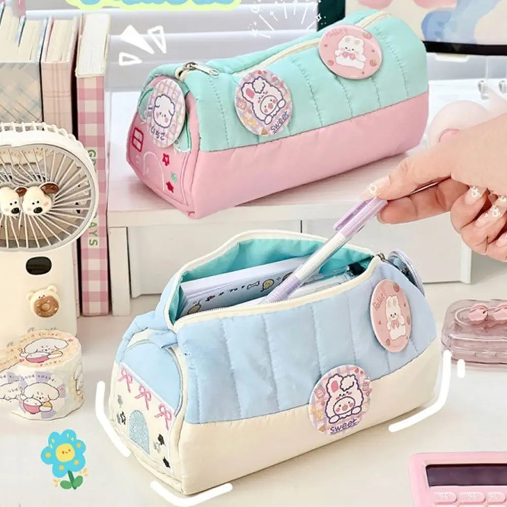 Cute House Shaped Pencil Cases Large Capacity Multi Layer Pen Stationery Storage Bags Creative Embroidery Student Cosmetic Pouch Peaceful Pleasures Health and Wellness