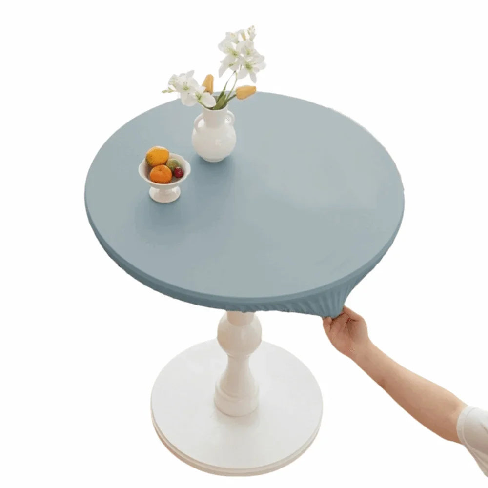 PU Leather Waterproof Stretch Round Tablecloth 60/80cm