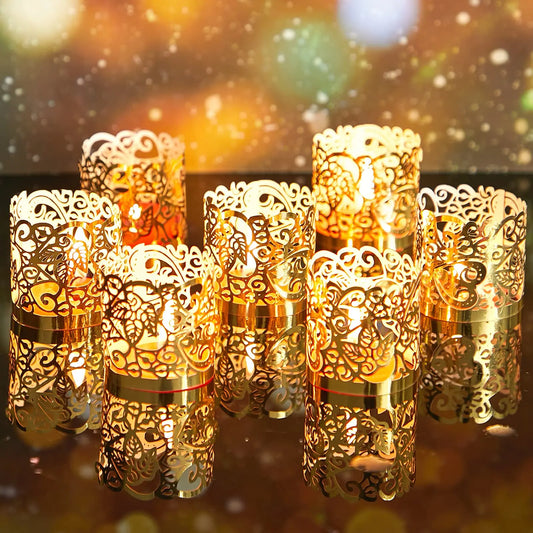 30/50Pieces Tealight Votive Candle Wrap Decorative Holder Laser Cutting Paper for Flameless LED Lights Wedding Table Party Decor Peaceful Pleasures Health and Wellness