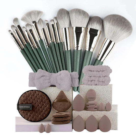 RUNTOIN 14pc & 34pc Professional Makeup Brush Set | Travel Kit Makeup Brush Set Peaceful Pleasures Health and Wellness