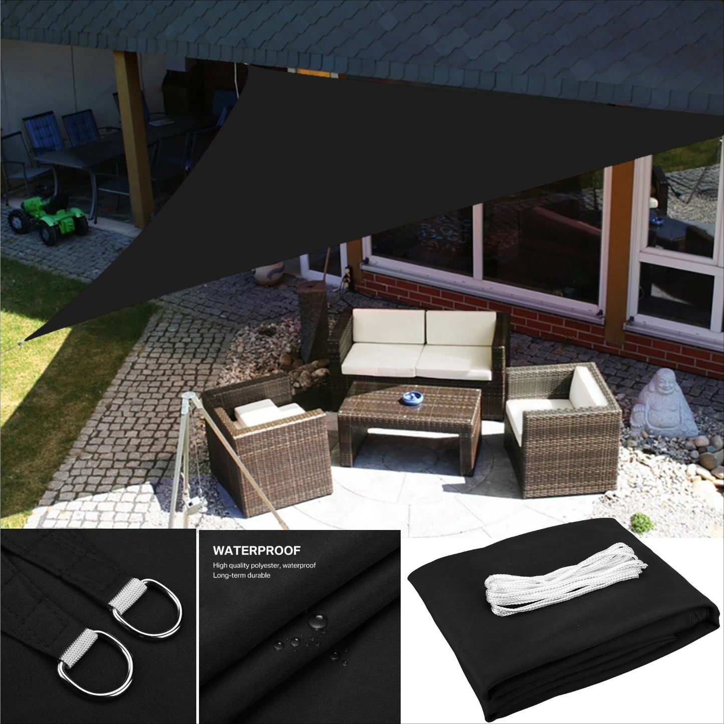 Triangle Sun Shade Sail – Waterproof Outdoor Canopy 98% UV