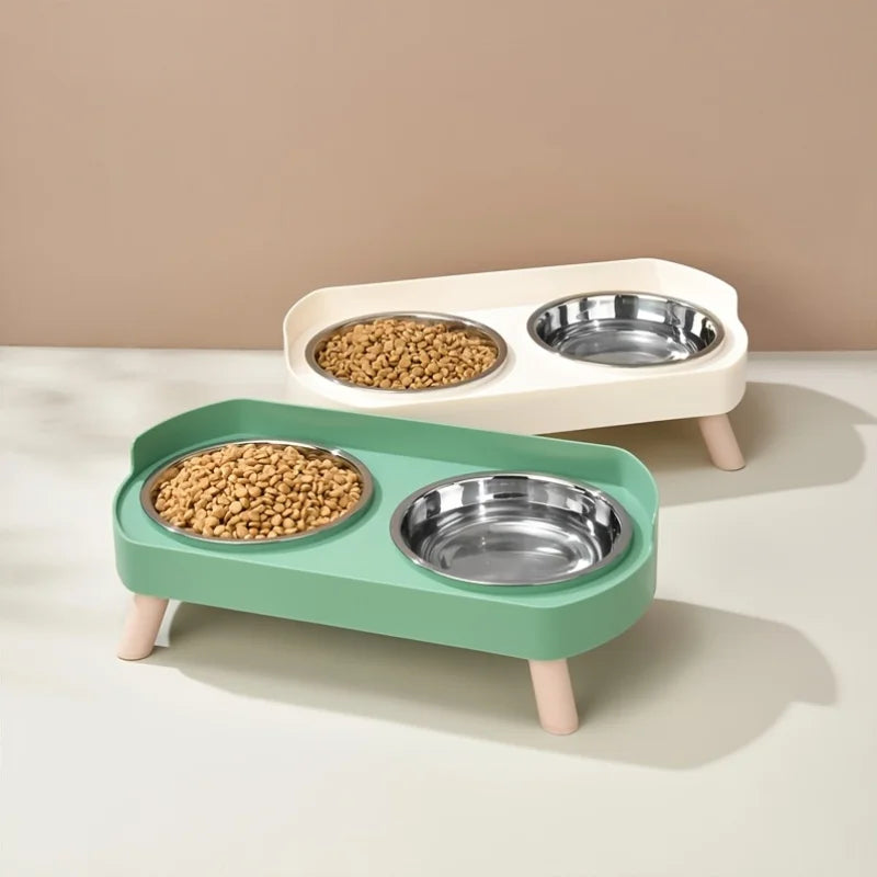 Raised Cat Bowl Set – 2 Stainless Steel Food & Water Bowls
