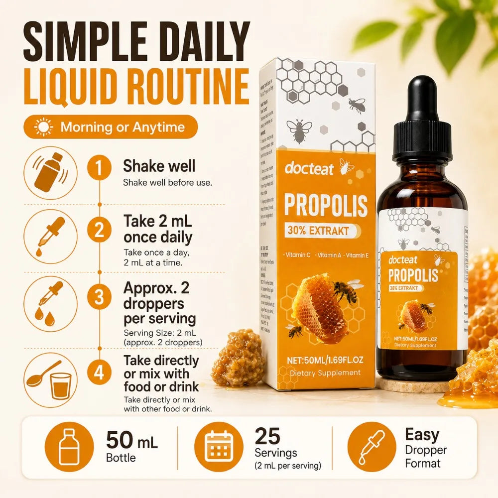 Bee Propolis Liquid Drops 30% Extract Vitamins A C E | 50ml Propolis Supplement Peaceful Pleasures Health and Wellness