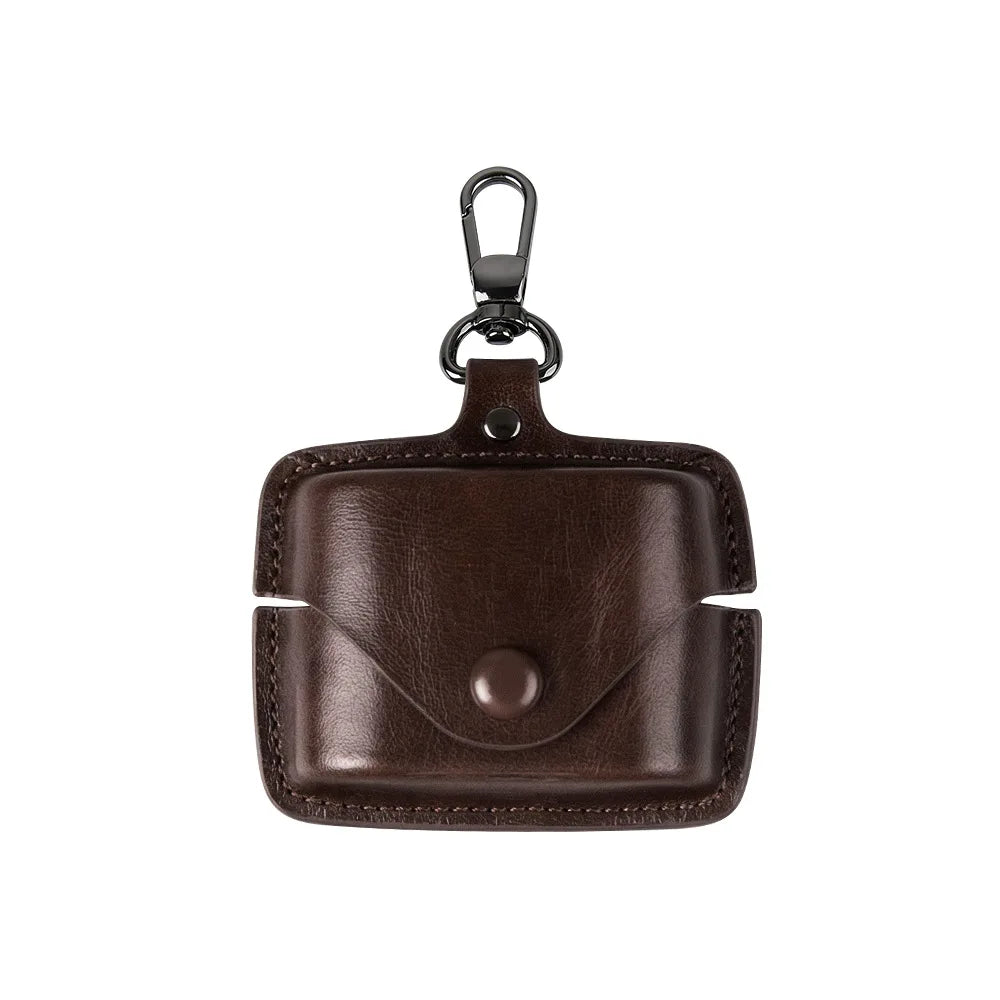 Snap-On Design Solid-Color PU Leather Case For Sony WF-1000XM6 Earbuds A Stylish And Practical Carrying Case Peaceful Pleasures Health and Wellness BROWN